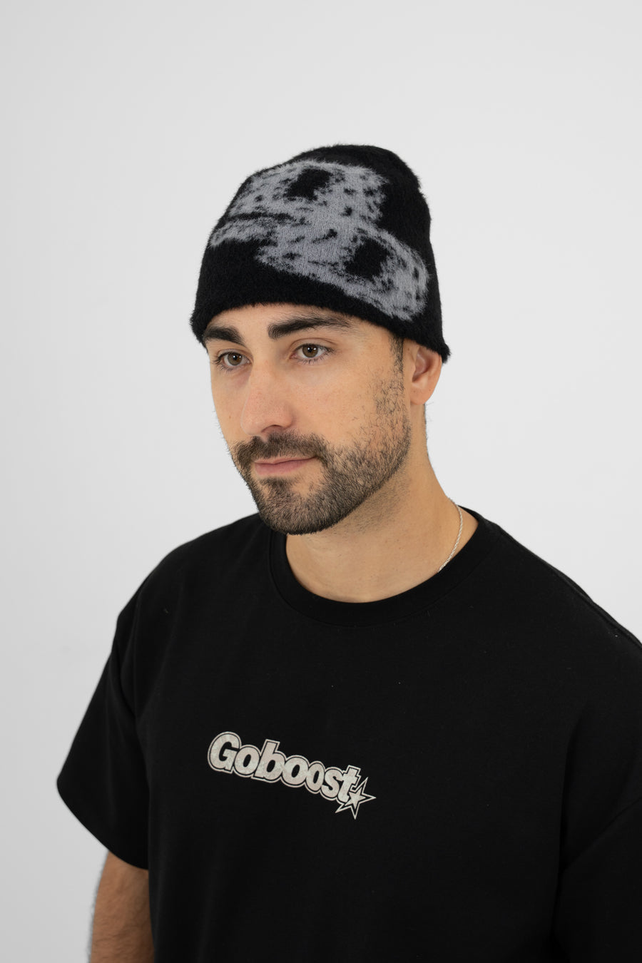 Fluffy Mohair Beanie - Black