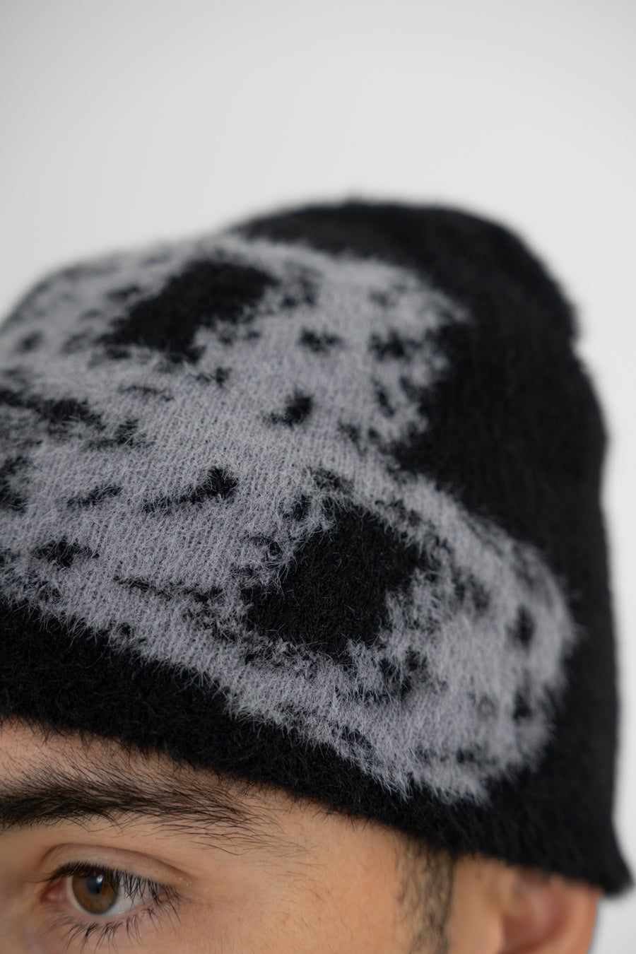Fluffy Mohair Beanie - Black
