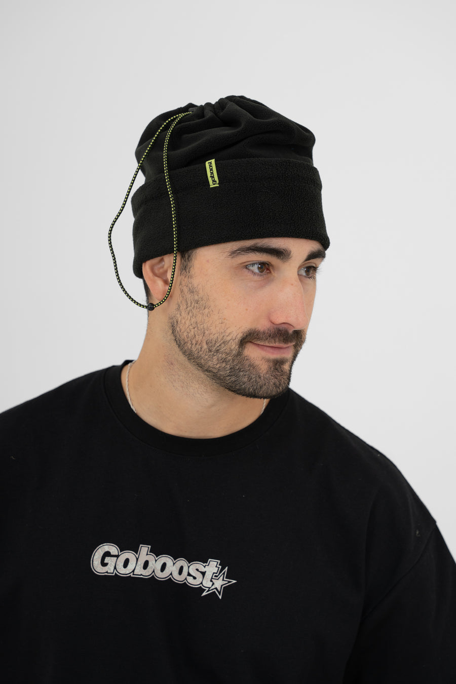 2 in 1 Fleece Beanie - Black