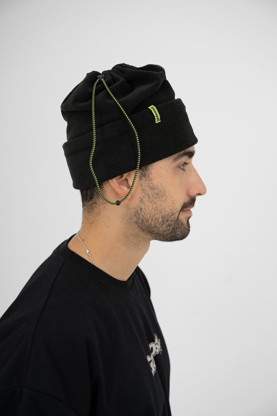 2 in 1 Fleece Beanie - Black