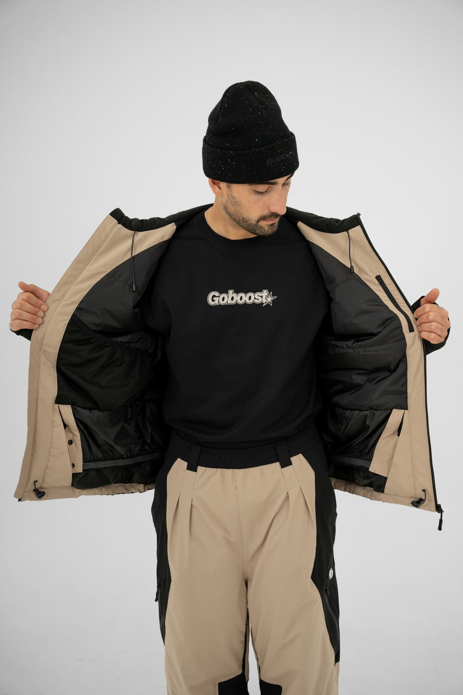 Signature Insulated Jacket – Beige/Black