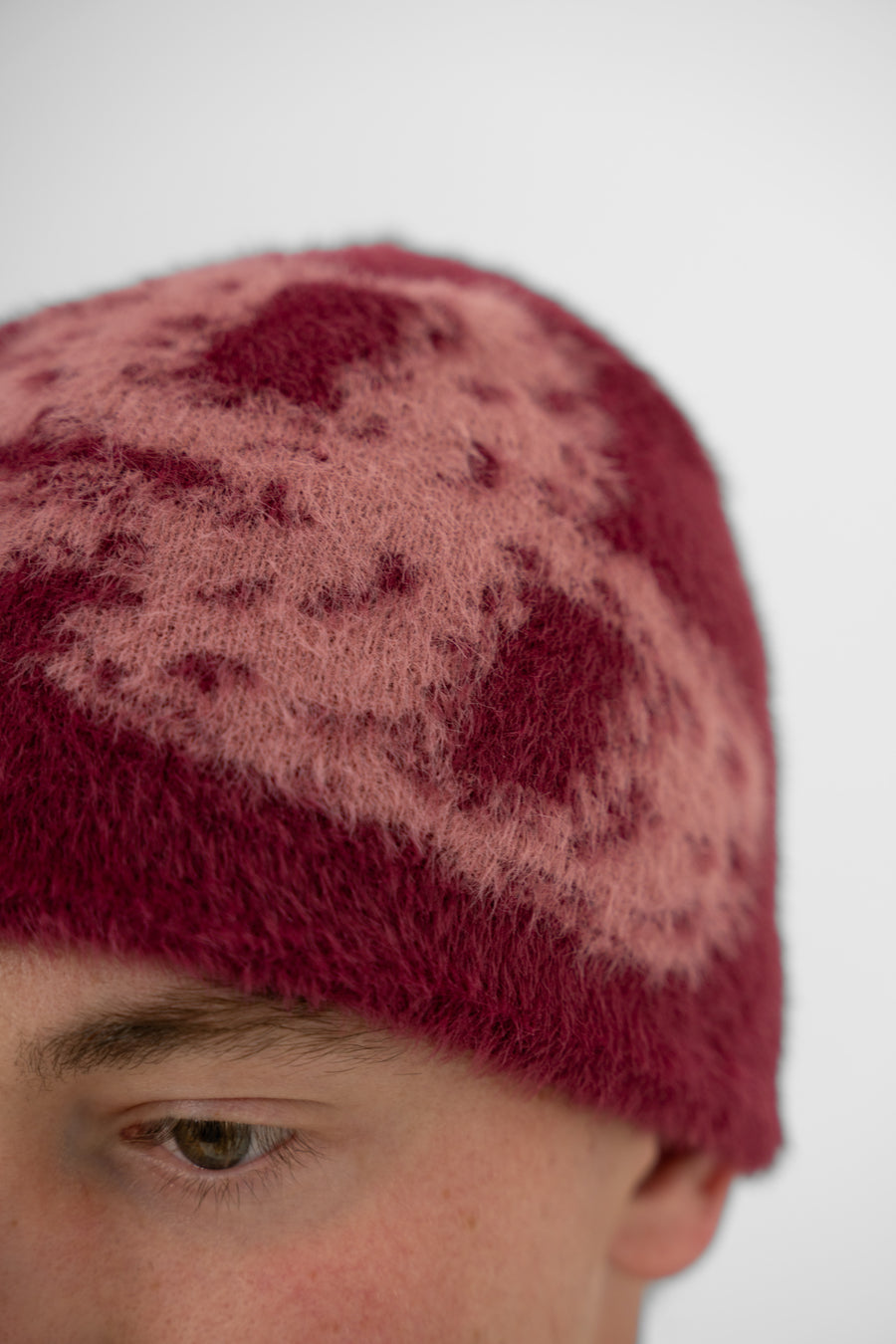 Fluffy Mohair Beanie - Burgundy