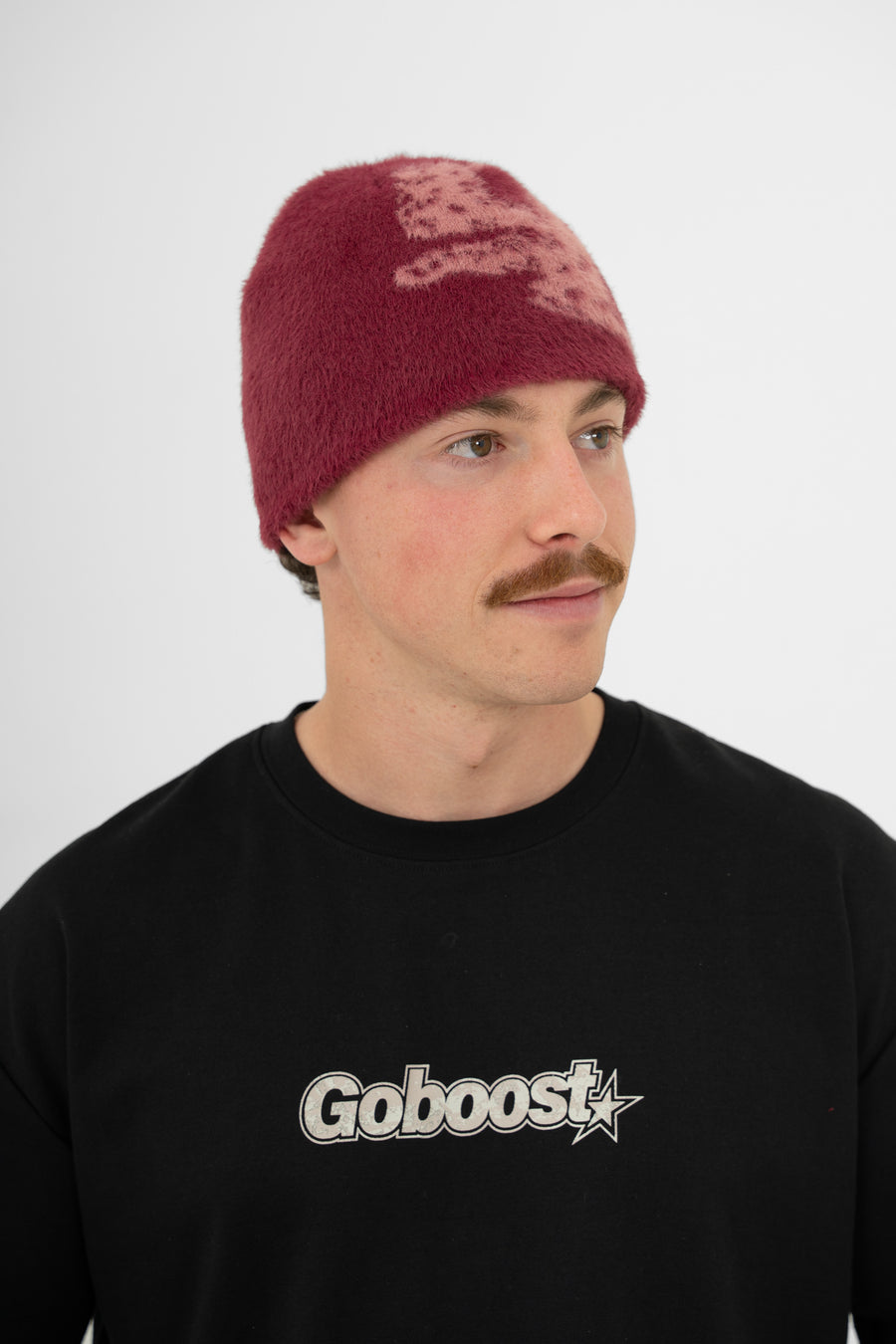 Fluffy Mohair Beanie - Burgundy