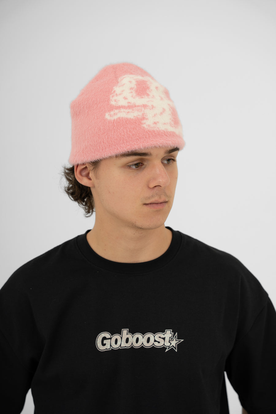 Fluffy Mohair Beanie - Pink