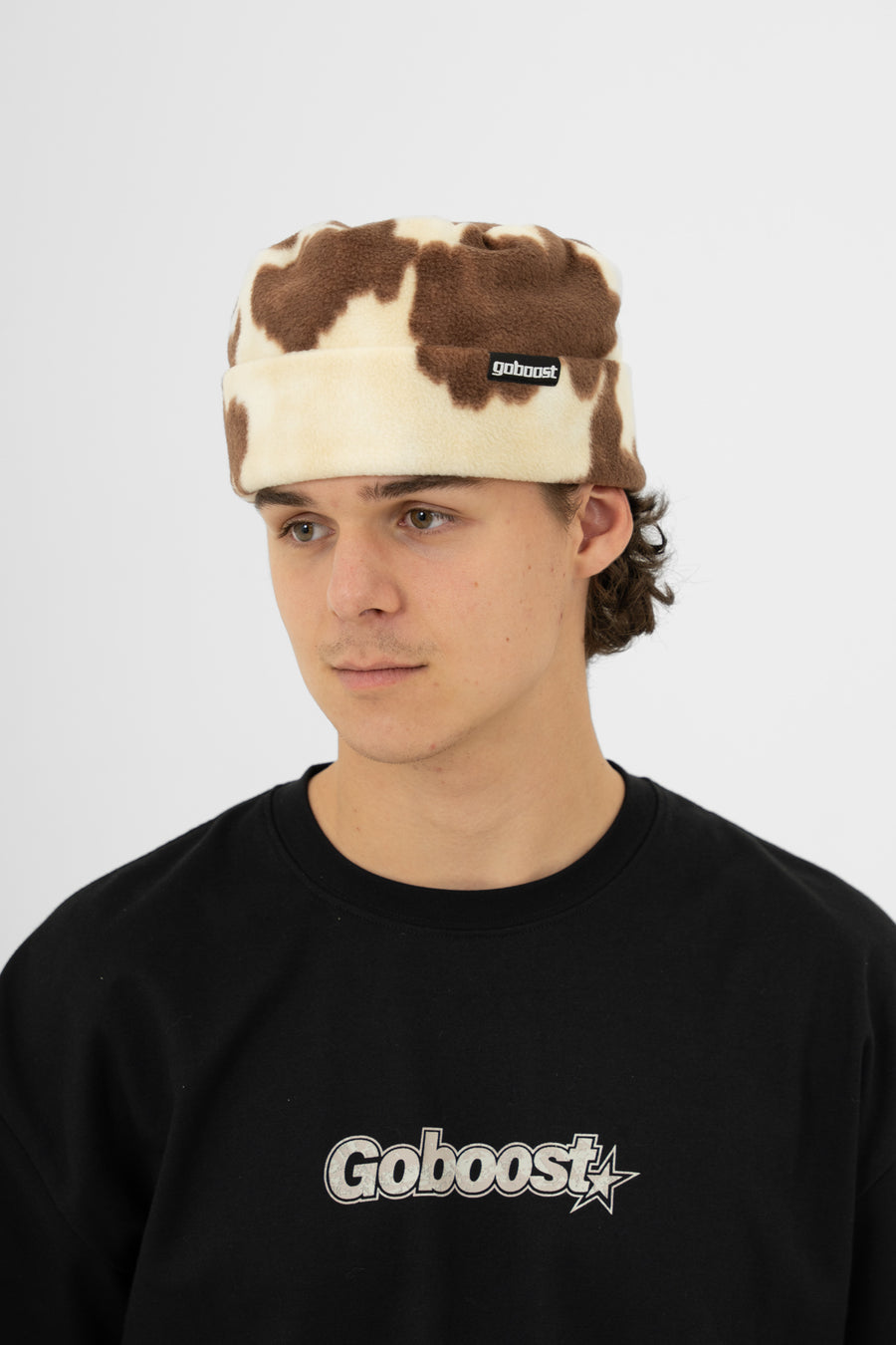 Fleece Beanie - Brown Cow