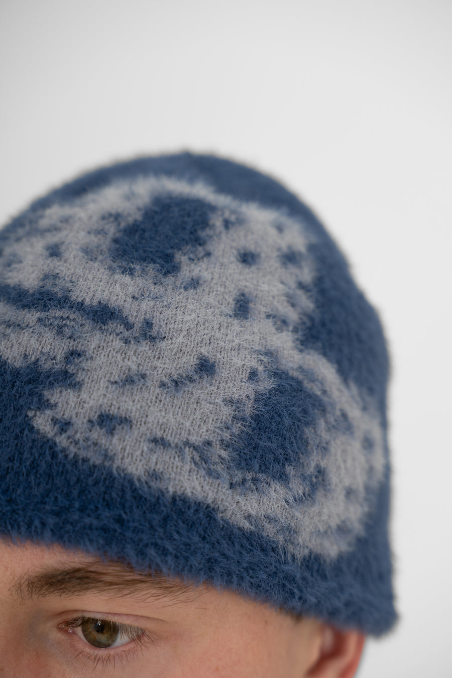 Fluffy Mohair Beanie - Blue