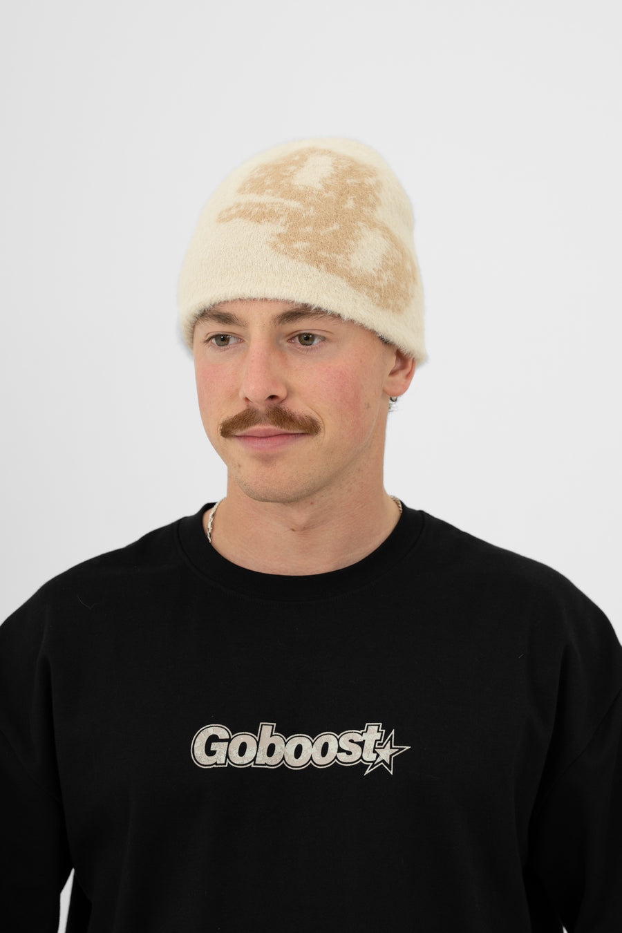 Fluffy Mohair Beanie - Beige