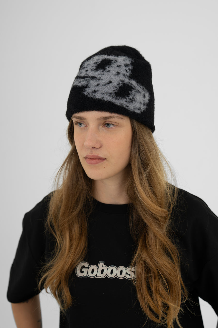Fluffy Mohair Beanie - Black