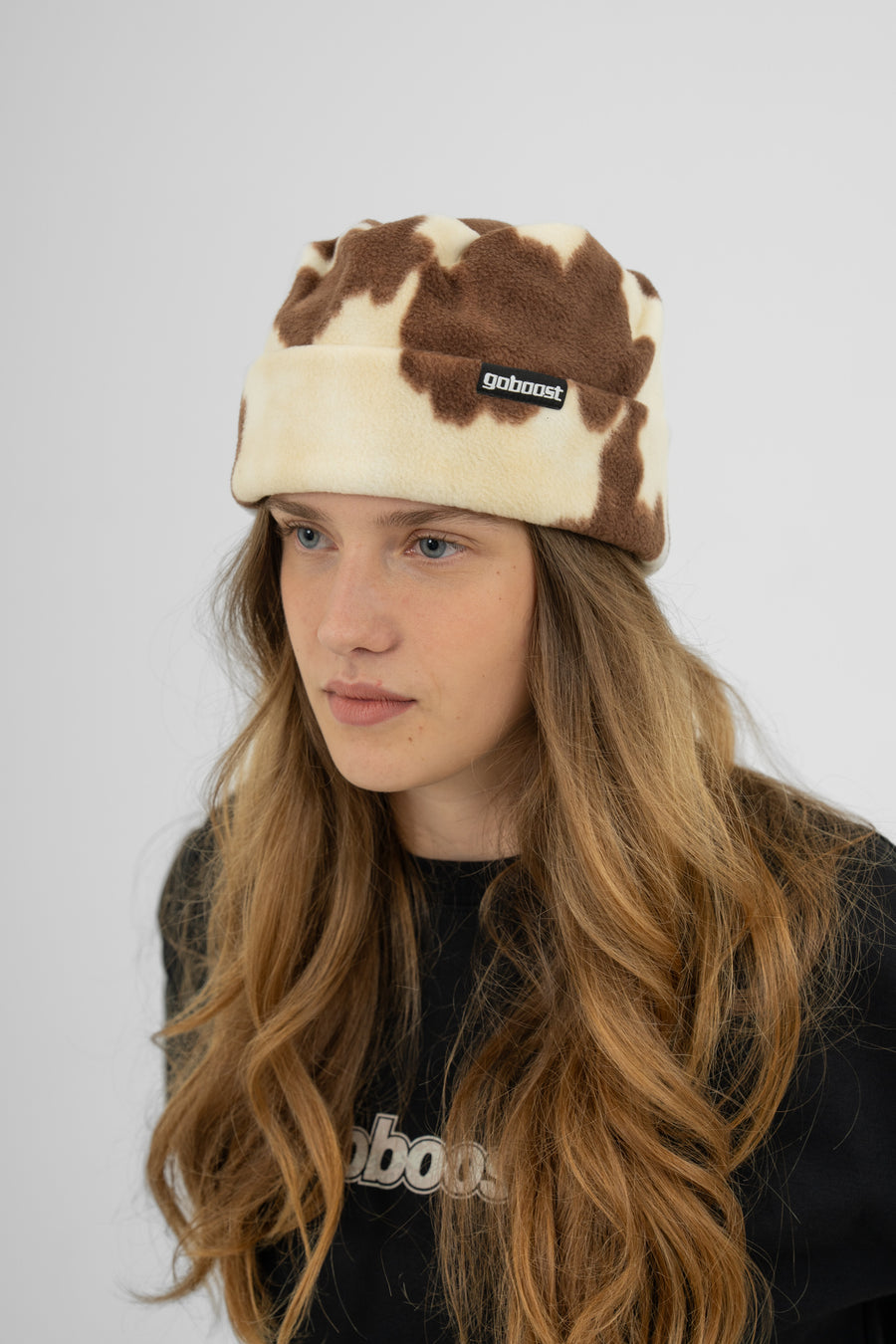 Fleece Beanie - Brown Cow
