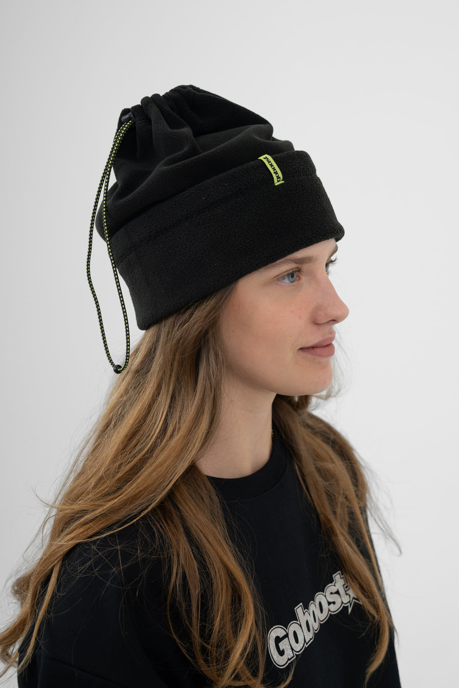 2 in 1 Fleece Beanie - Black