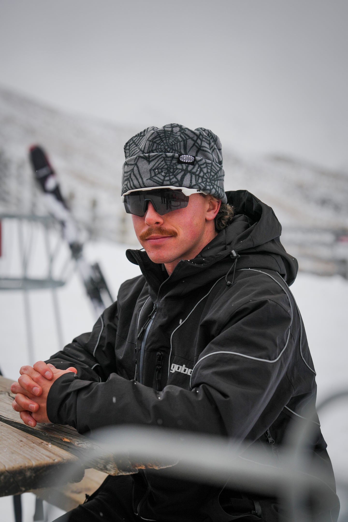 Washed Spider Web Beanie - Grey