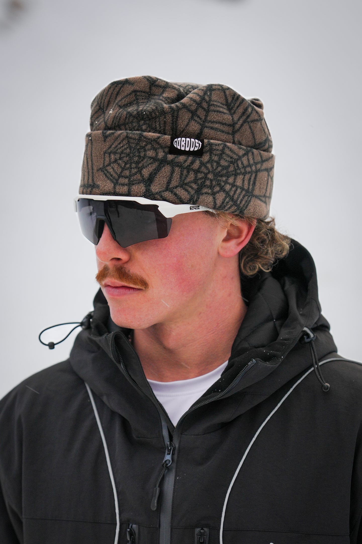 Washed Spider Web Beanie - Brown