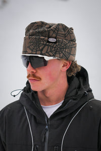 Washed Spider Web Beanie - Brown