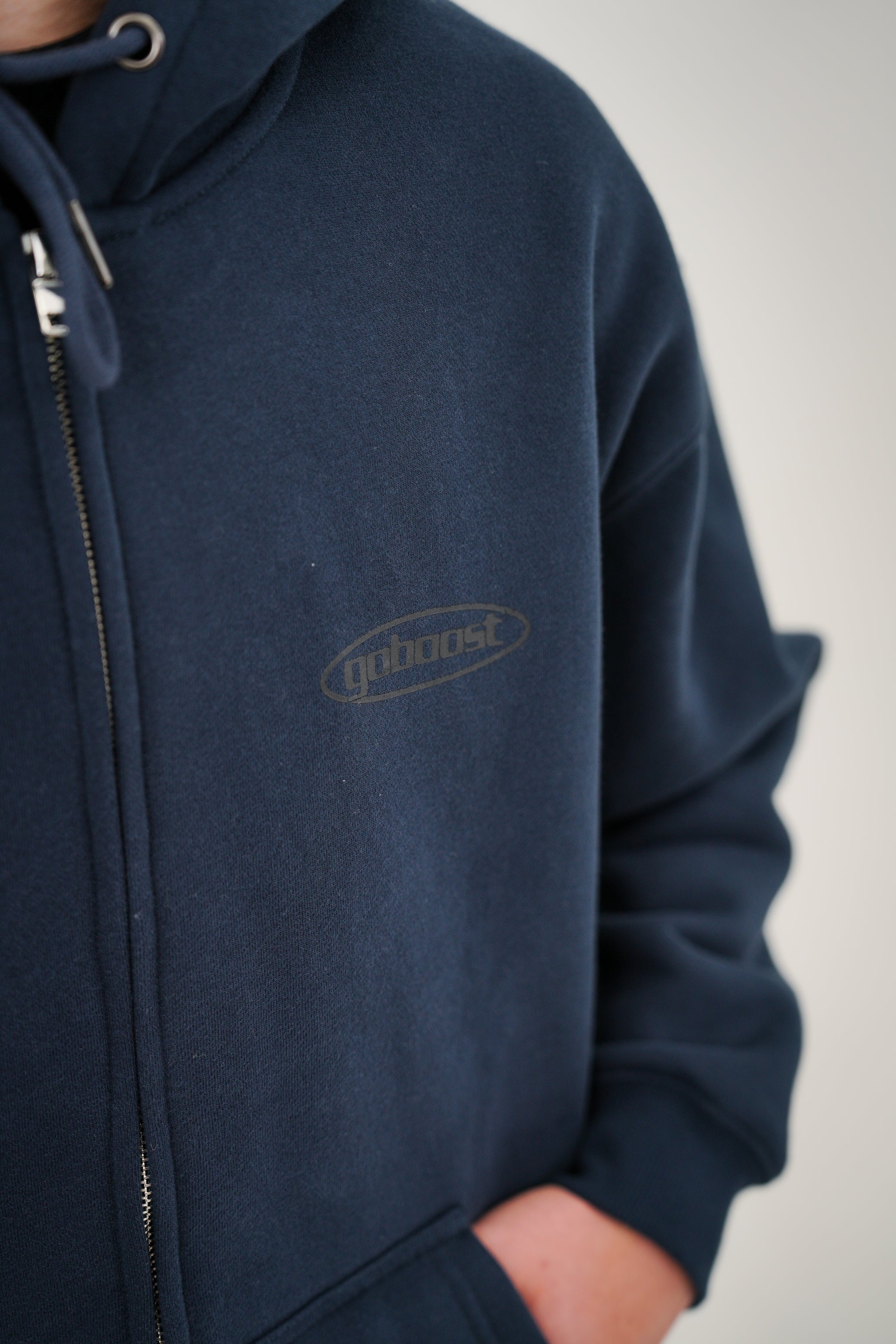 Bungee Cord Zip Hoodie - Navy