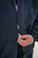 Bungee Cord Zip Hoodie - Navy