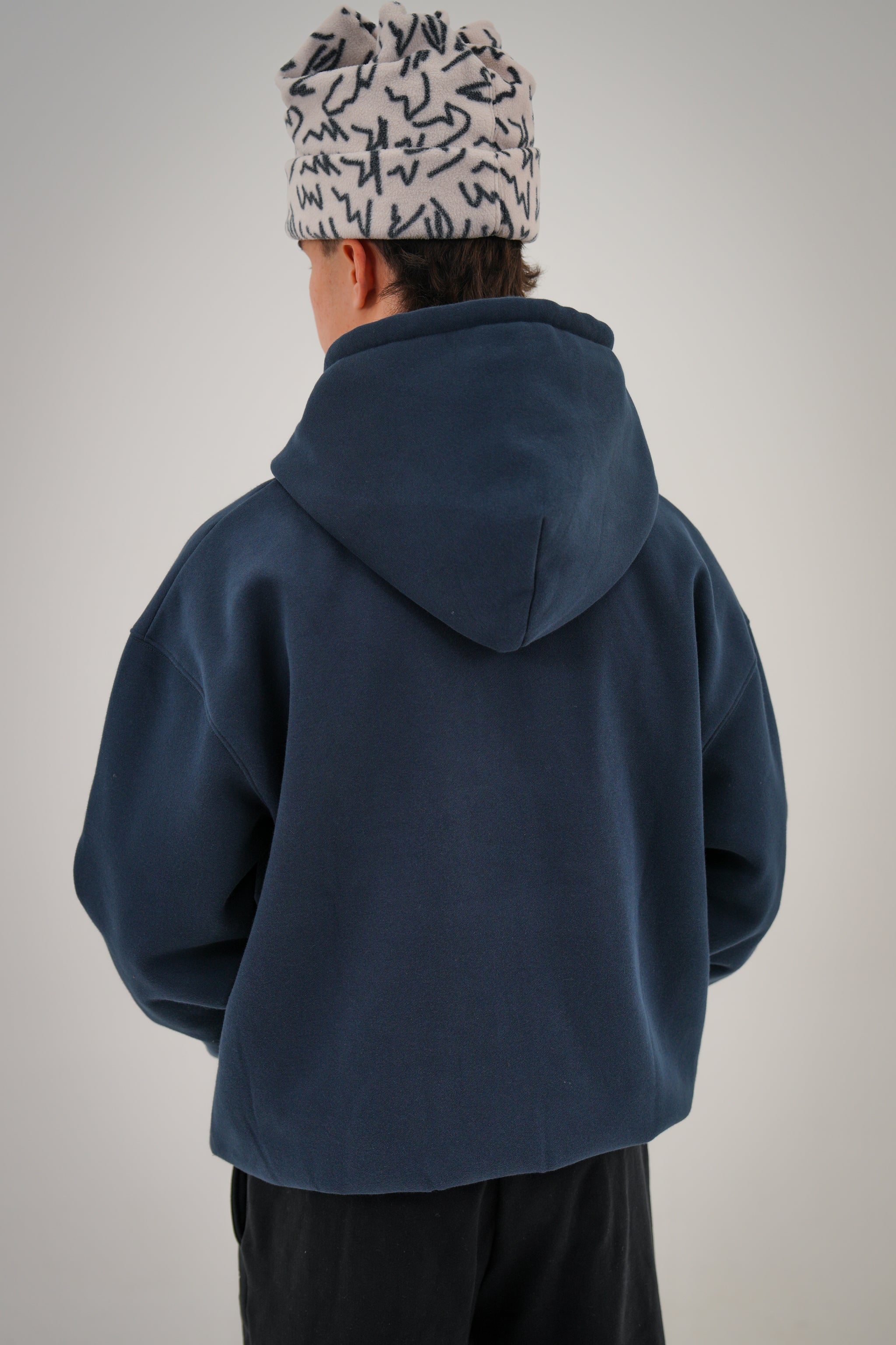 Bungee Cord Zip Hoodie - Navy
