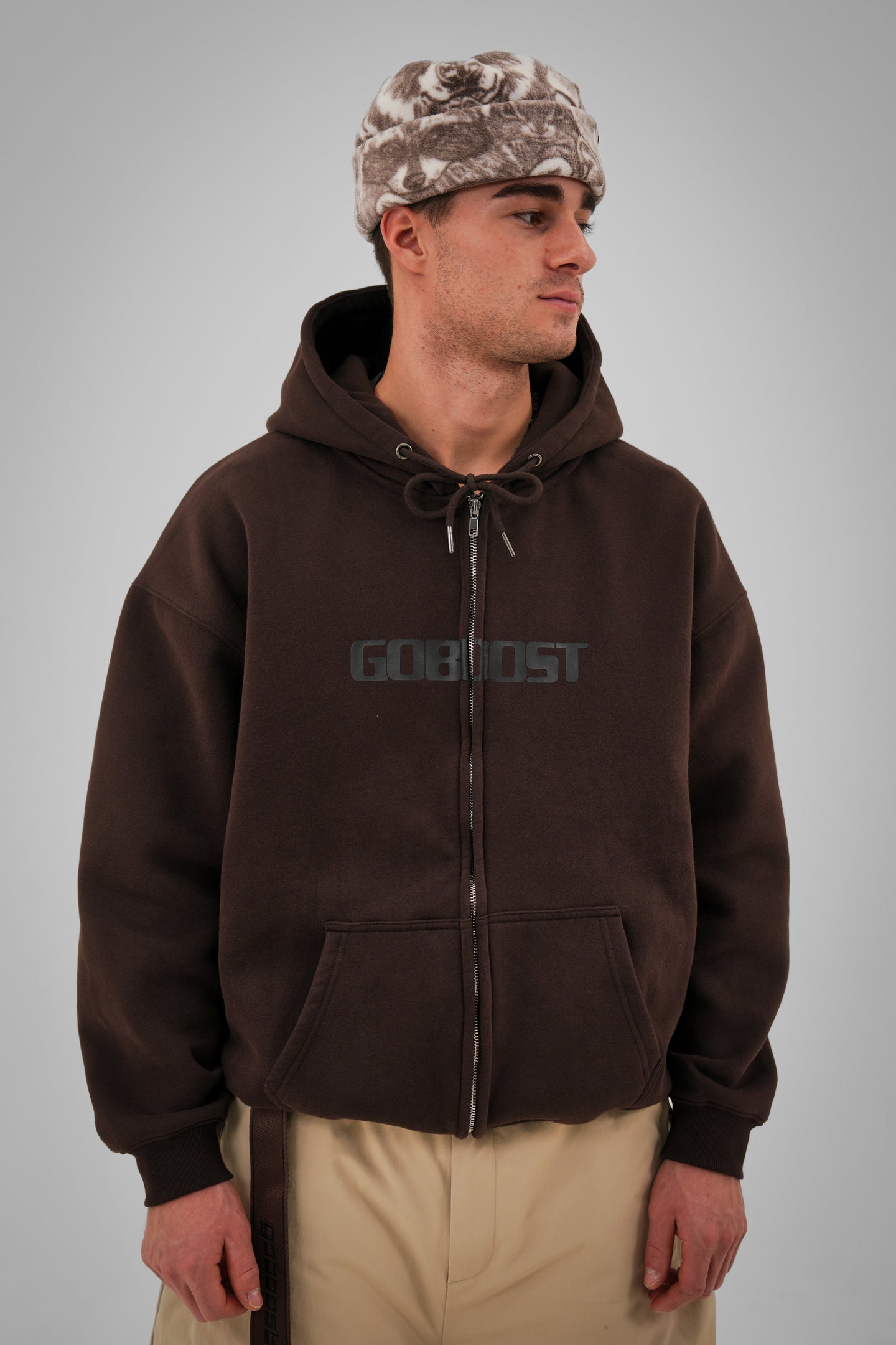 Bungee Cord Zip Hoodie - Cocoa