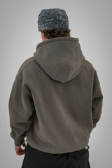 Bungee Cord Zip Hoodie - Olive Grey