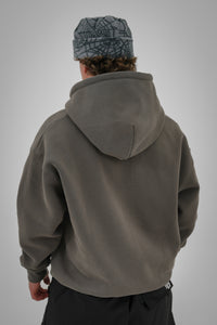 Bungee Cord Zip Hoodie - Olive Grey