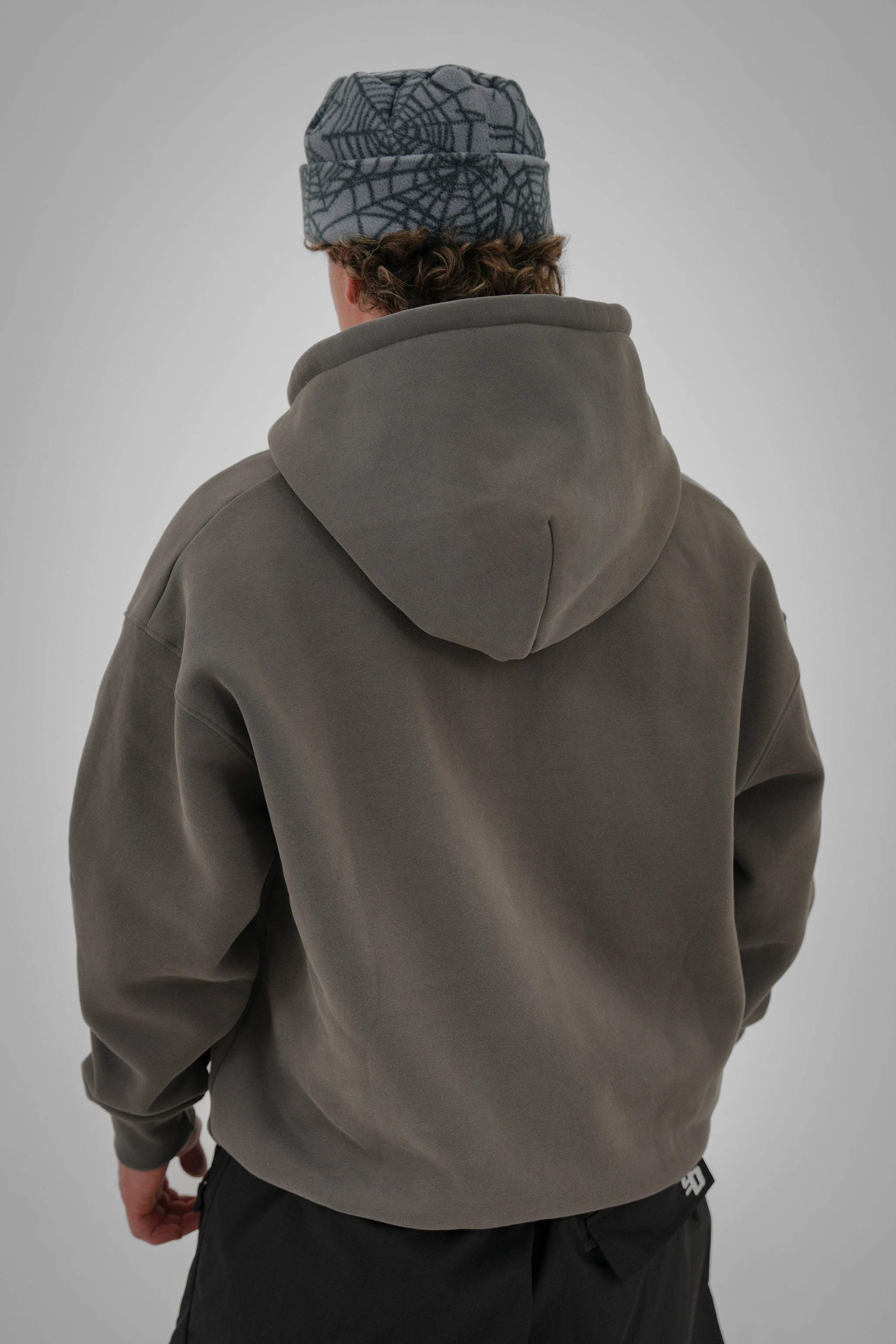 Bungee Cord Zip Hoodie - Olive Grey