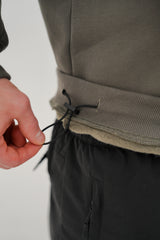 Bungee Cord Zip Hoodie - Olive Grey